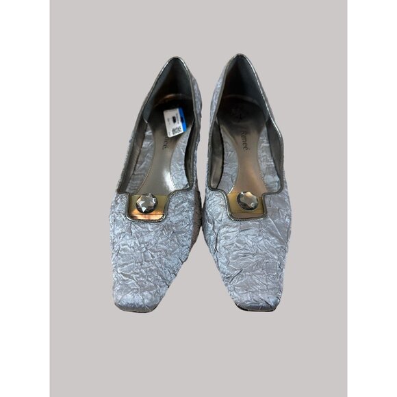 J. Renee Women's Silver Fabric Textured Heels Size 11 - Picture 5 of 14